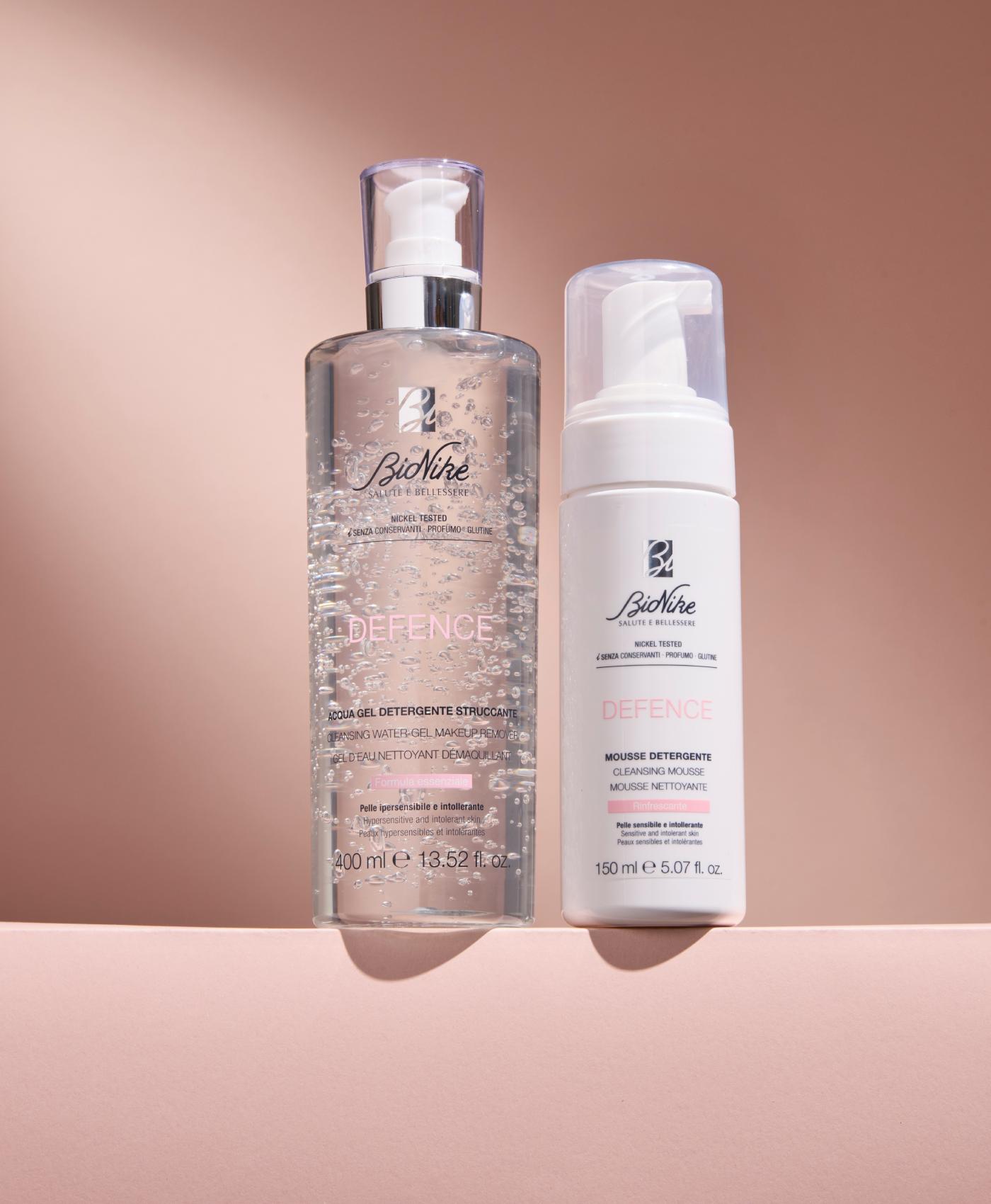 <p>CLEANSING WATER GEL MAKEUP REMOVER:</p>
<p>Removes face, eye and lip makeup in one single gesture, including waterproof makeup. Based on a formula with a low number of ingredients &ndash; fewer than 10, it is very effective in removing makeup, while preserving the hydrolipid barrier of skin and preventing skin redness, chapping and irritation. Does not require to be rinsed. Ophthalmologically-tested.</p>
<p>CLEANSING MOUSSE:</p>
<p>Soft foam recommended for cleansing sensitive and intolerant skin of the face. The special dispensing system makes a soft foam that removes impurities from skin, while respecting skin balance and neutralising the skin-drying effect of hard water, leaving skin fresh soft.</p>
